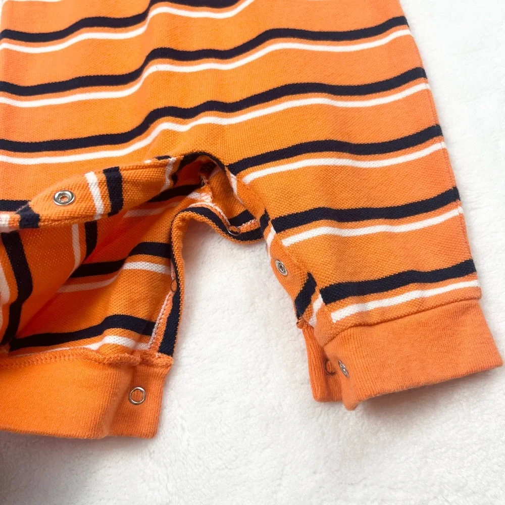 EUC Polo Ralph Lauren 3 Months Orange and Navy Striped Outfit